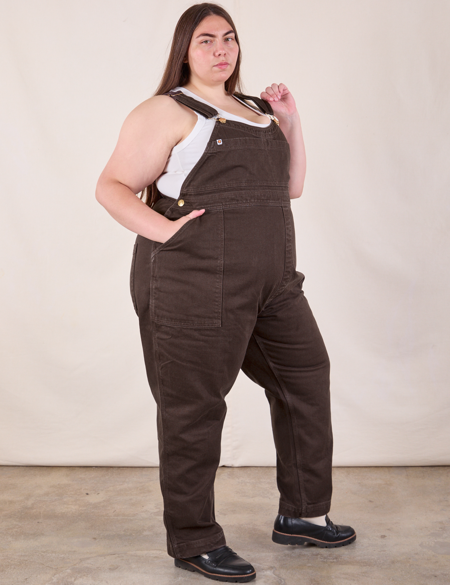 Original Overalls in Mono Espresso side view on Marielena