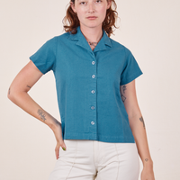 Alex is wearing Pantry Button-Up in Marine Blue