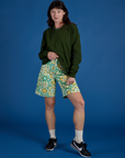 Longline Work Shorts - Spring Quilt Print