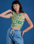 Deep-Cut Racerback Tank - Spring Quilt Print