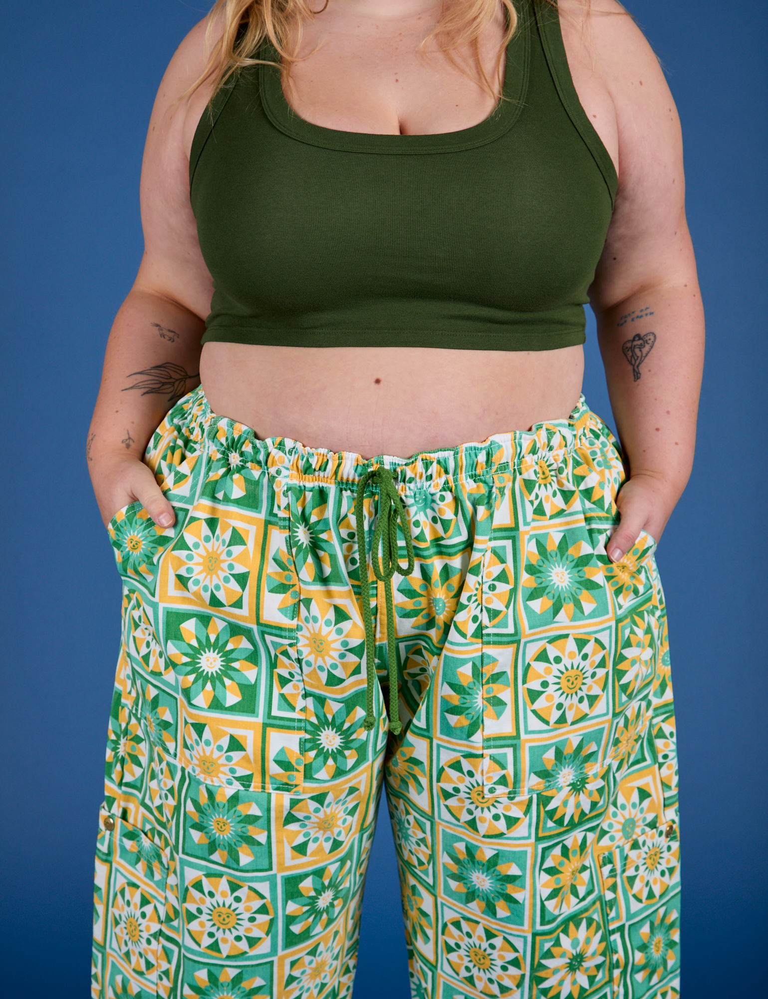 Drop Pocket Cargo Pants - Spring Quilt Print