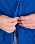 Ripstop Work Jacket in Royal Blue button close up