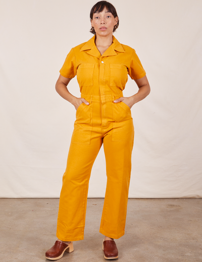 Short Sleeve Jumpsuit - Mustard Yellow – BIG BUD PRESS