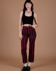 Black Stripe Work Pants - Red Wine