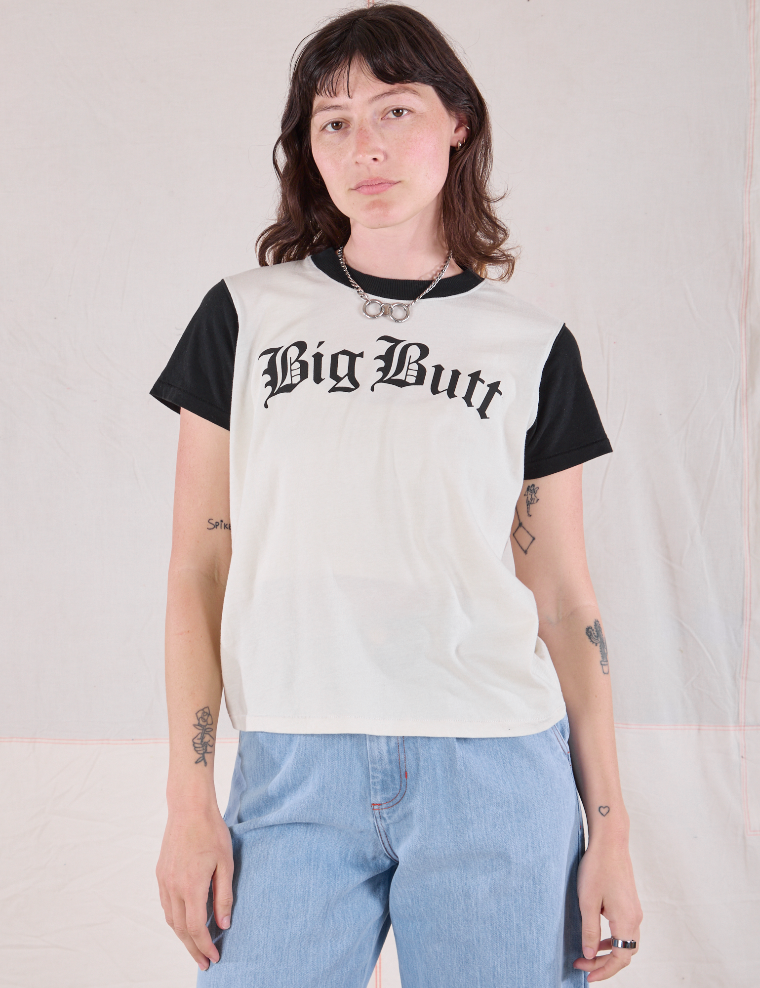 Alex is 5'8" and wearing P Big Butt Organic Tee