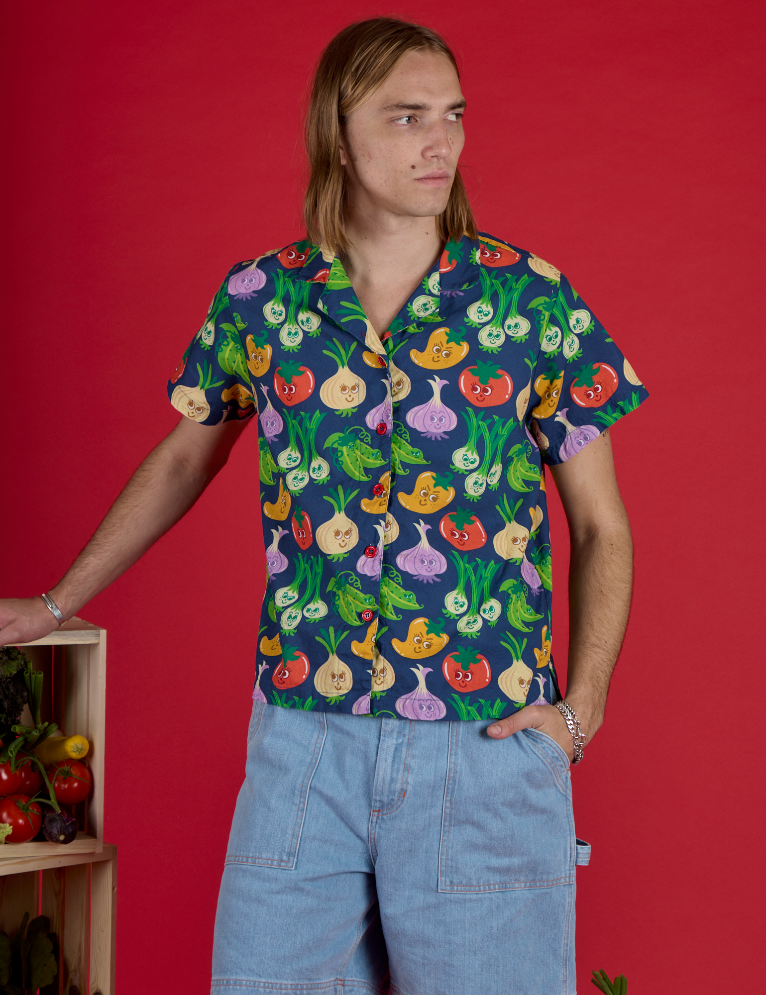 Veggie Village Pantry Button-Up