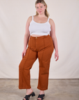 Lish is wearing Western Pants in Burnt Terracotta and Cropped Cami in Vintage Tee Off-White