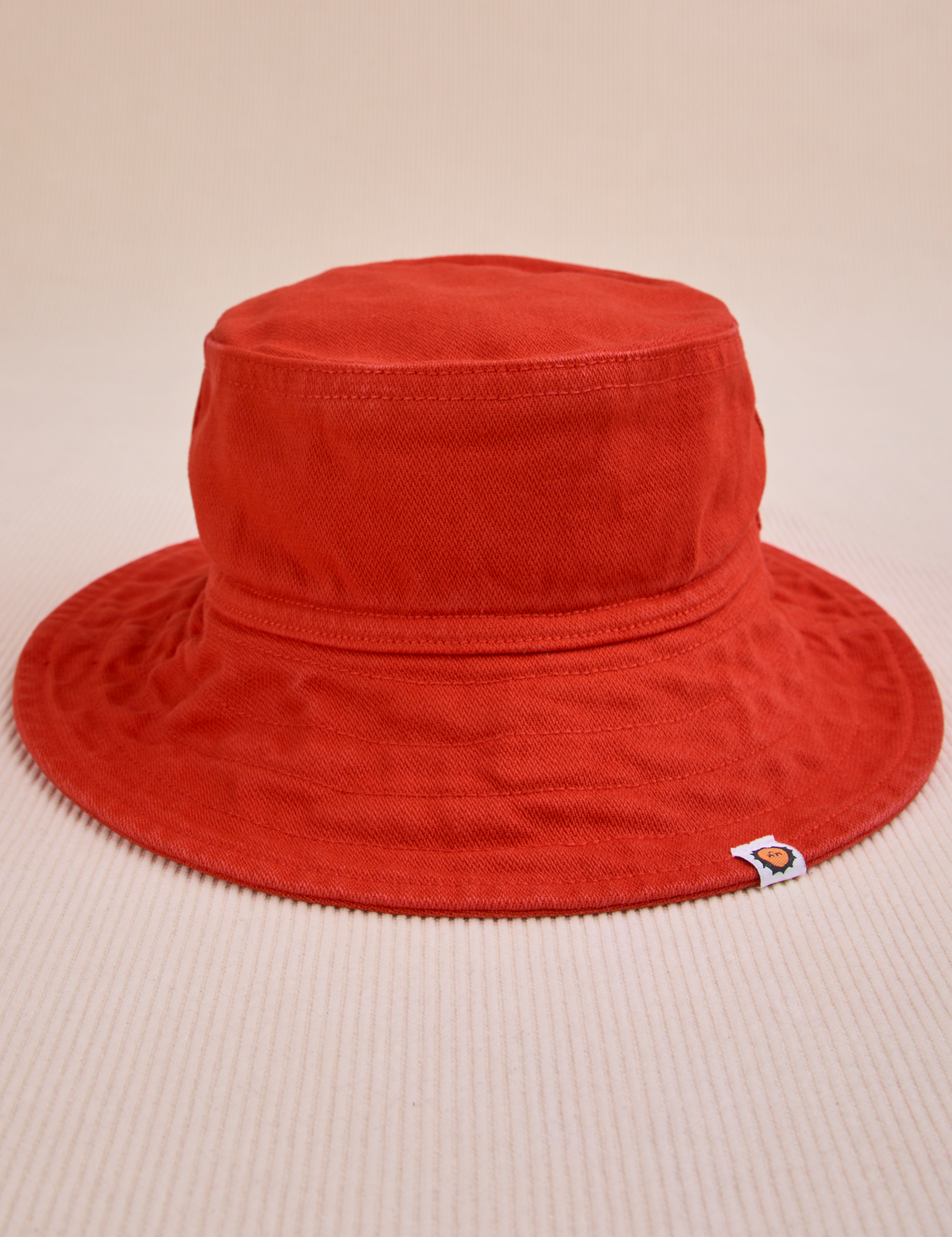 Wide Brim Denim Bucket Hats in Mustang Red