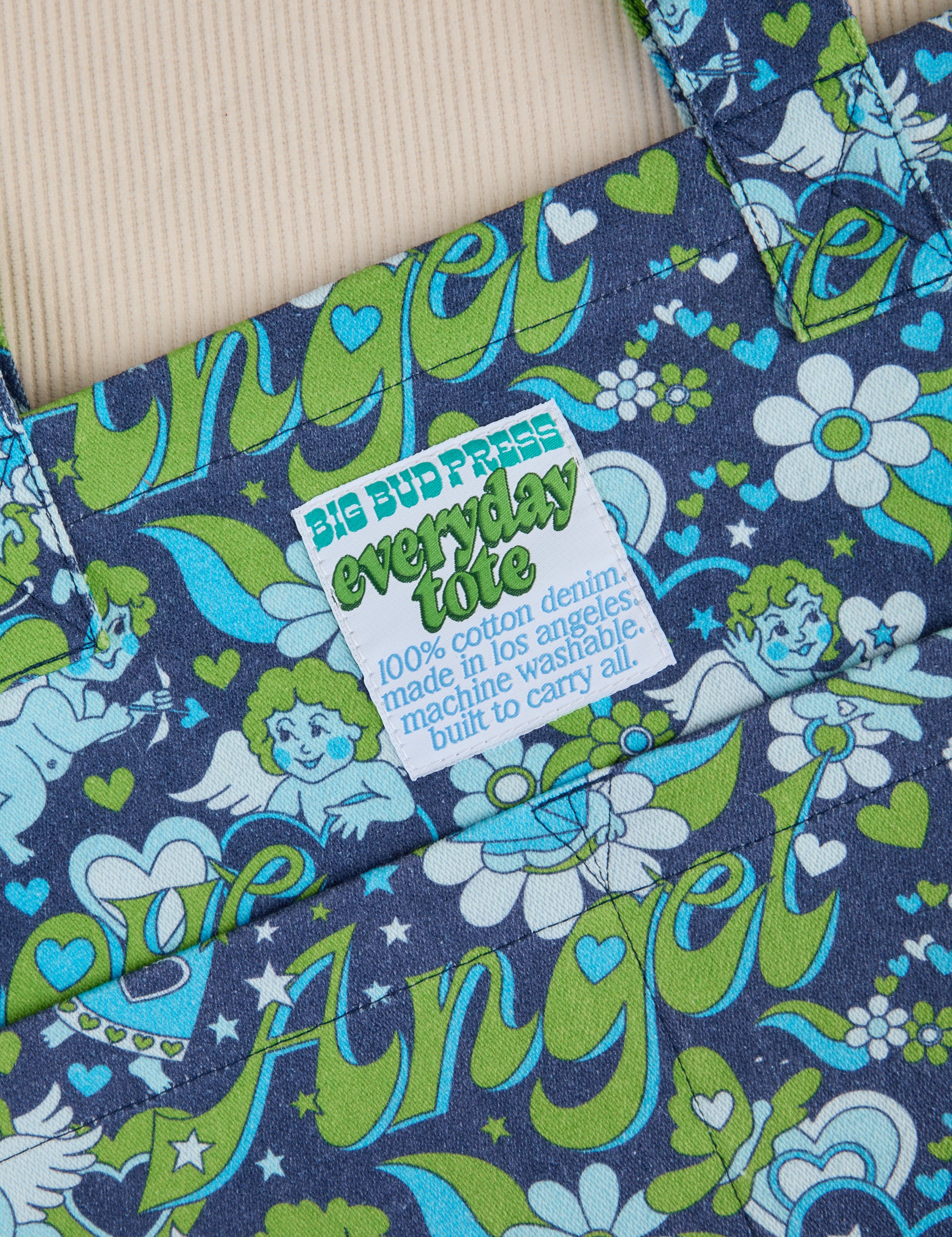 Angel Printed Everyday Tote close up
