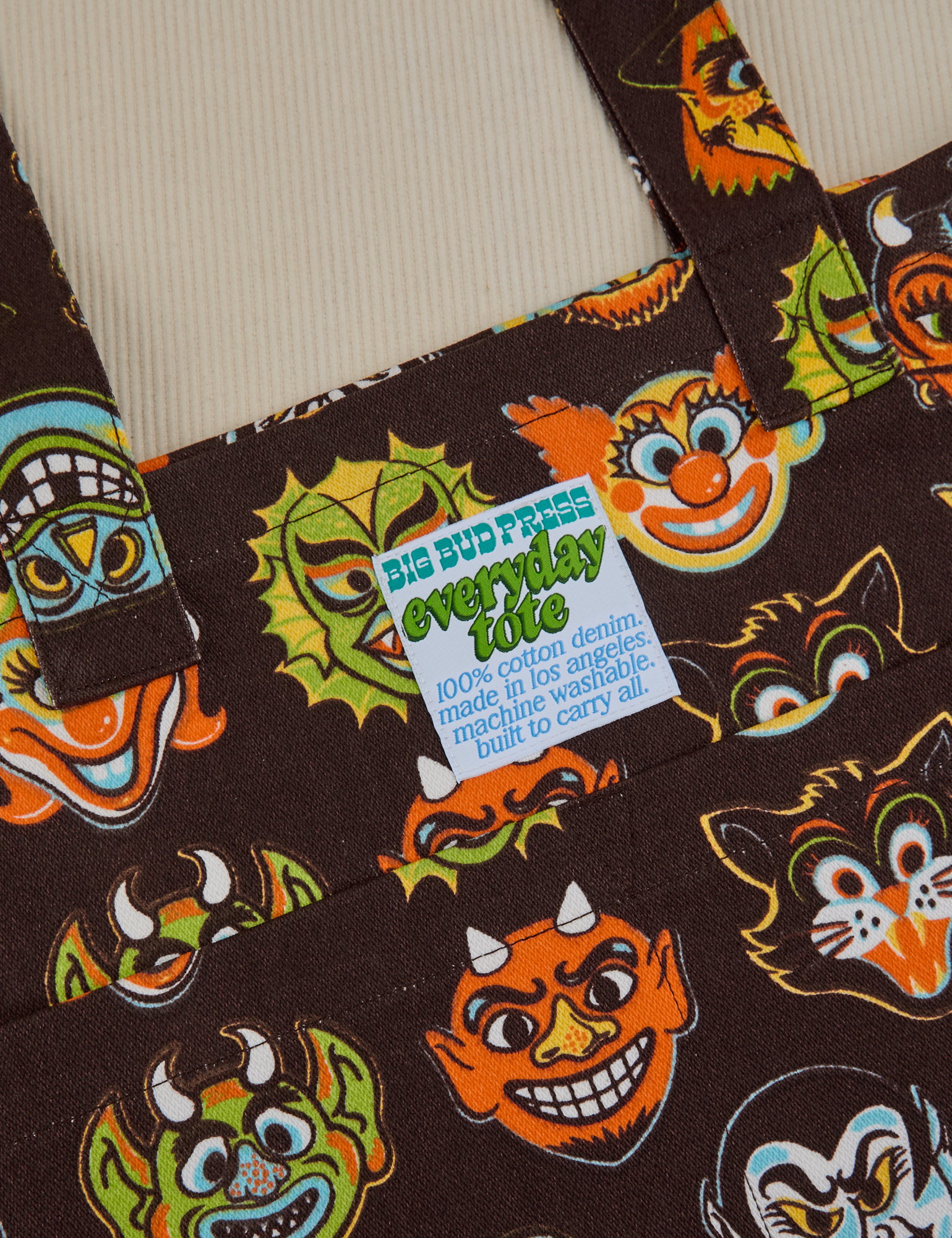 Halloween Masks everyday tote close up