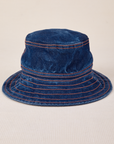 Wide Brim Denim Bucket Hat in dark wash