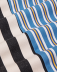 4-Way Stripe Work Pants black and vintage off-whites stripes and blue, yellow and white stripes.