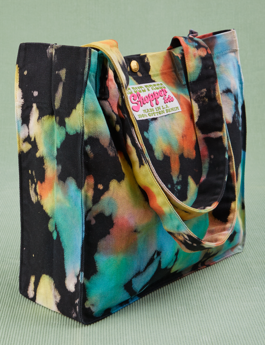 Angled view of Rainbow Magic Waters Shopper Tote