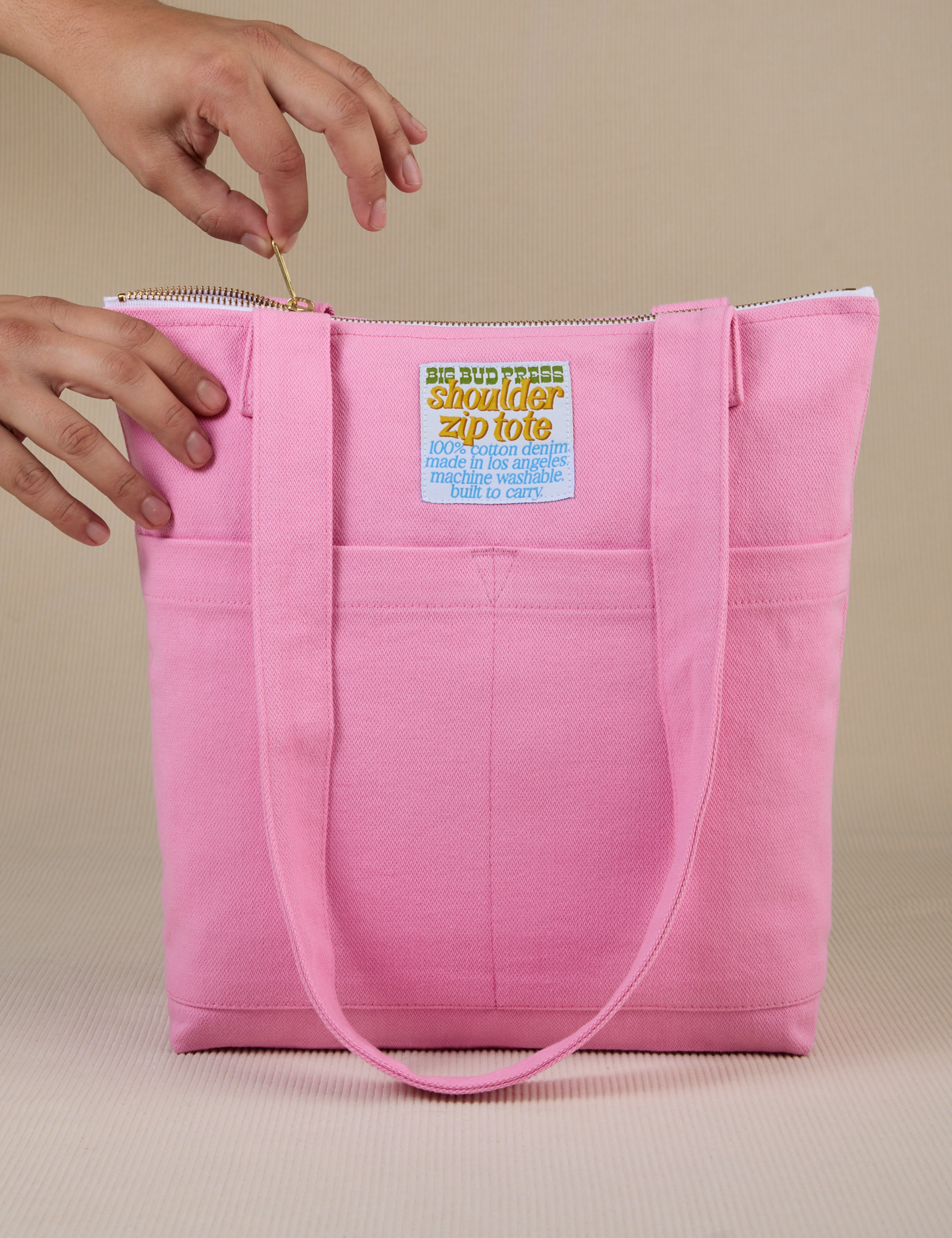 Over-Shoulder Zip Mini Tote in Bubblegum Pink