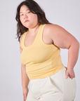 Tank Top in Butter Yellow angled front view on Ashley