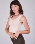 Tank Top in Vintage Tee Off-White angled front view on Alex