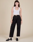 Heavyweight Trousers in Basic Black and vintage tee white Cropped Tank on Alex