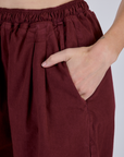 Pleated Pull-On Pants - Red Wine