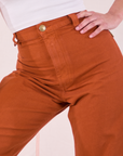 Bell Bottoms in Burnt Terracotta front close up on Soraya