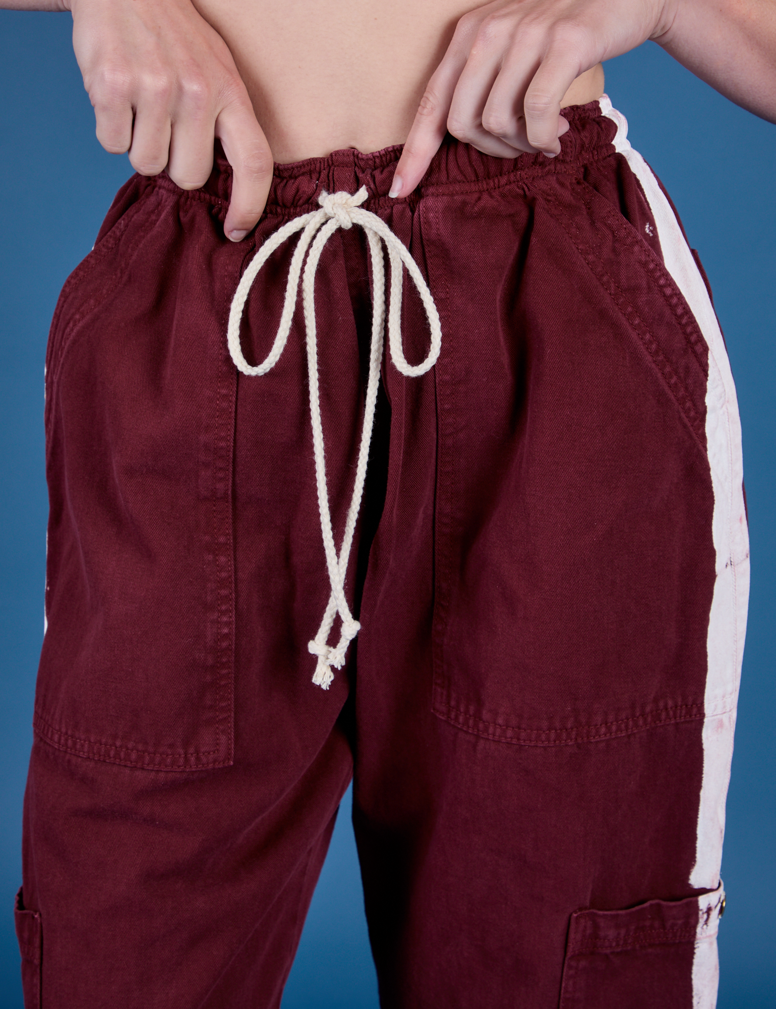 Painted Drop Pocket Cargo Pants - Red Wine