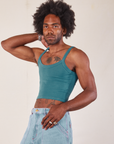 Cropped Cami in Marine Blue side view on Jerrod