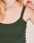 Cropped Cami in Swamp Green front close up on Margaret