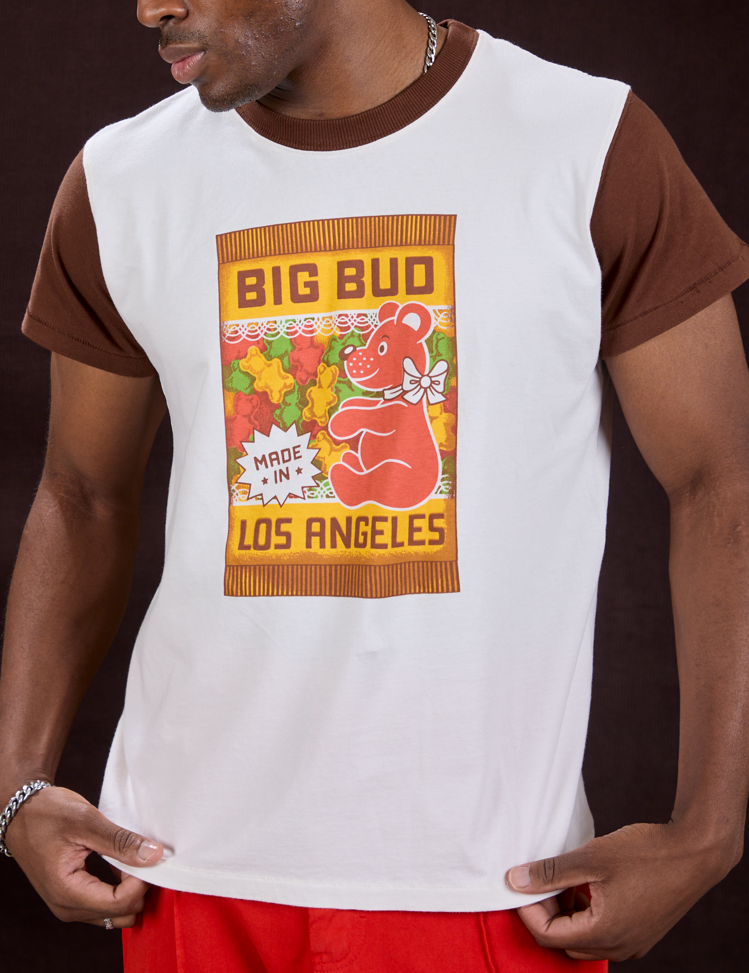 Vintage Tee in Gummy Bear front close up on Isaac