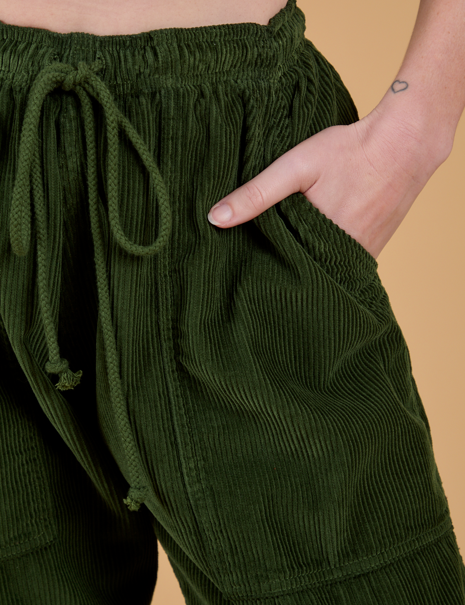 Corduroy Drop Pocket Cargo Pants - Evergreen