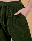 Corduroy Drop Pocket Cargo Pants - Evergreen