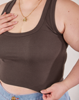 Cropped Tank Top in Espresso Brown front close up on Ashley