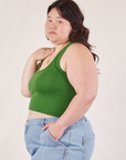 Cropped Tank Top in Lawn Green side view on Ashley