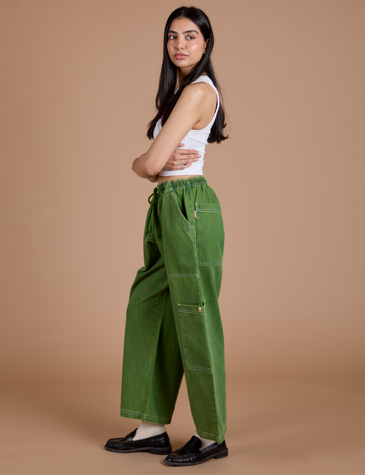 TRY-A-STYLE - Denim Drop Pocket Pants -Green Overdye *FINAL SALE*