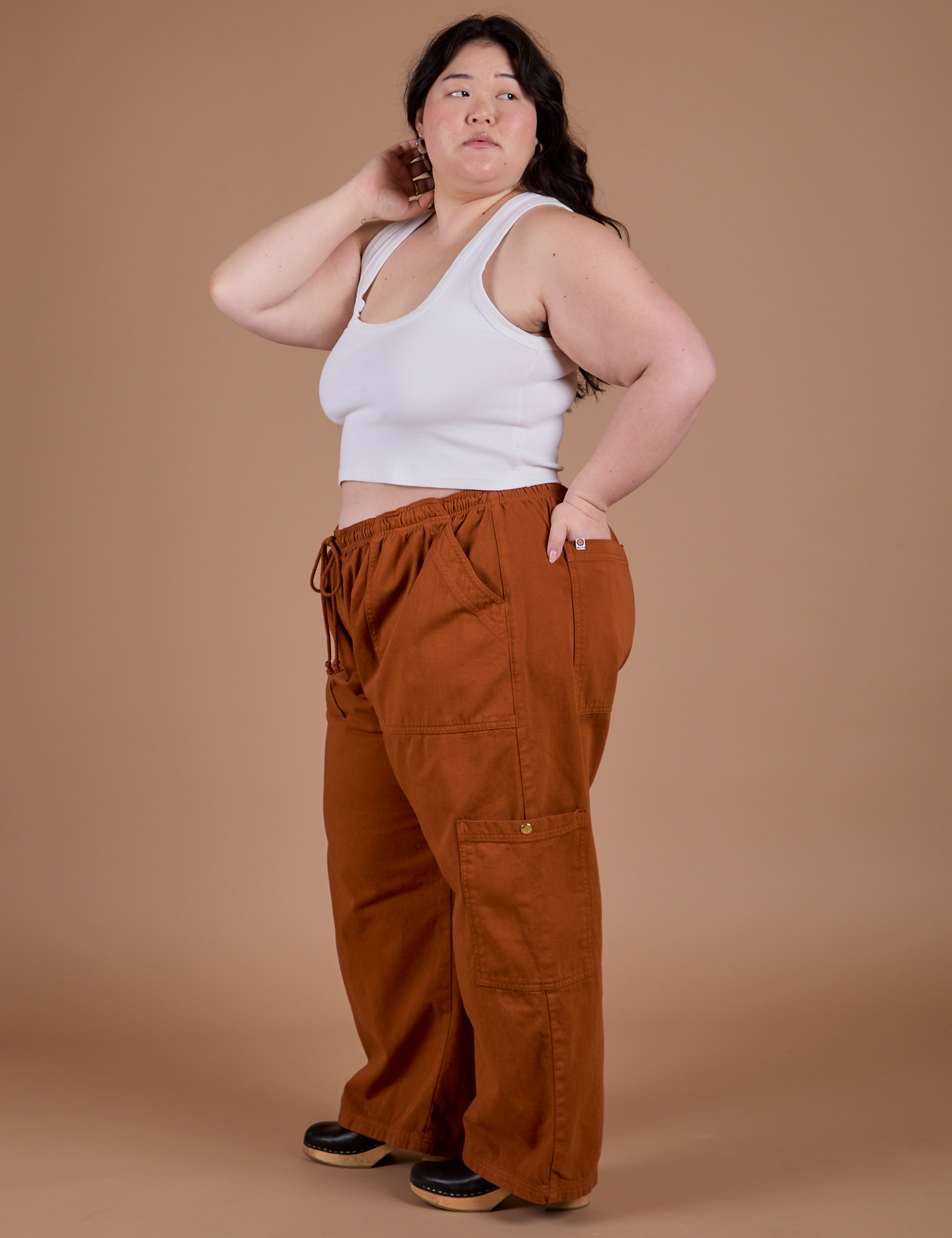 Drop Pocket Cargo Pants - Burnt Terracotta