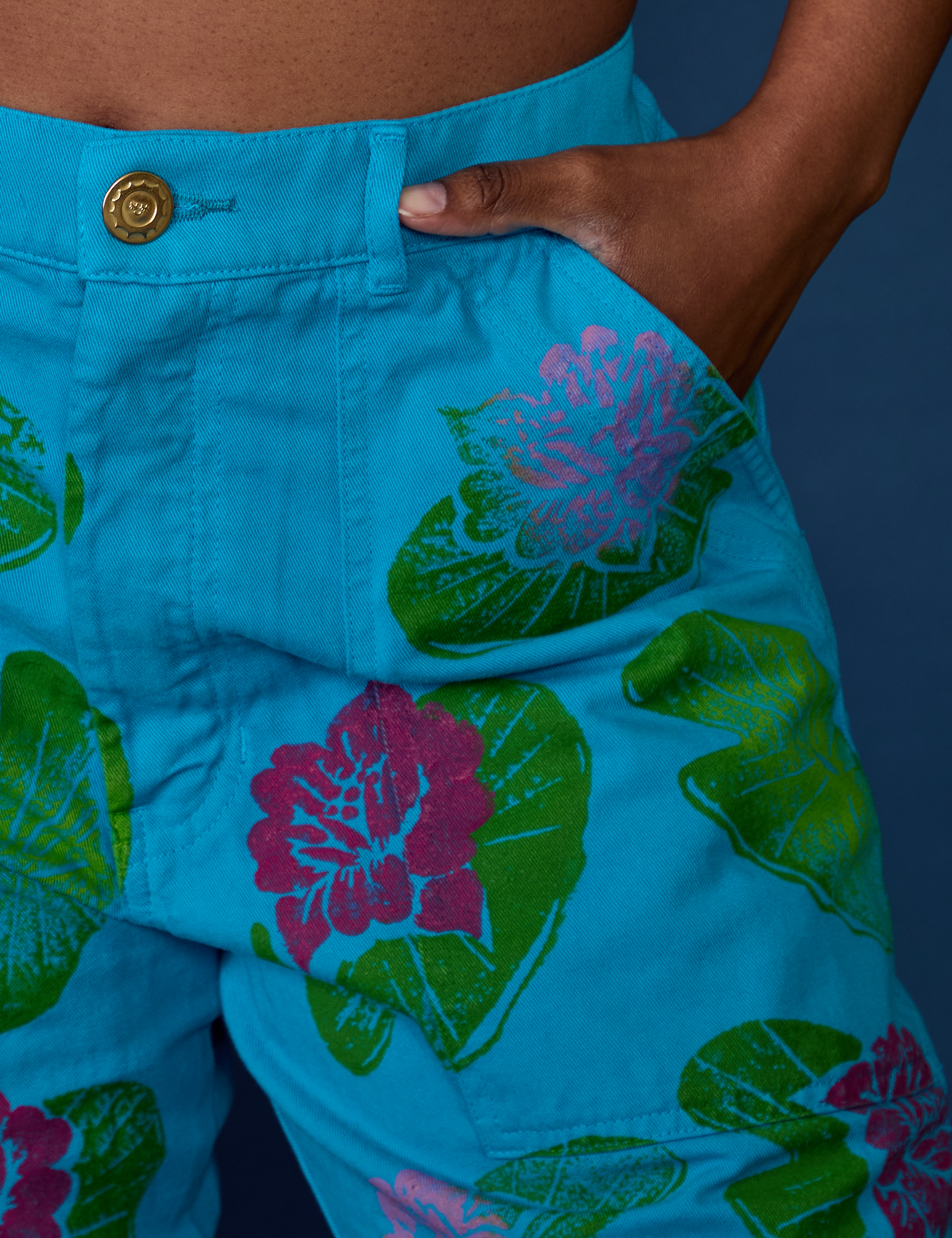 Paintstamped Work Pants - Lilypad