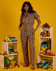 Short Sleeve Jumpsuit - Fruit Fantasy
