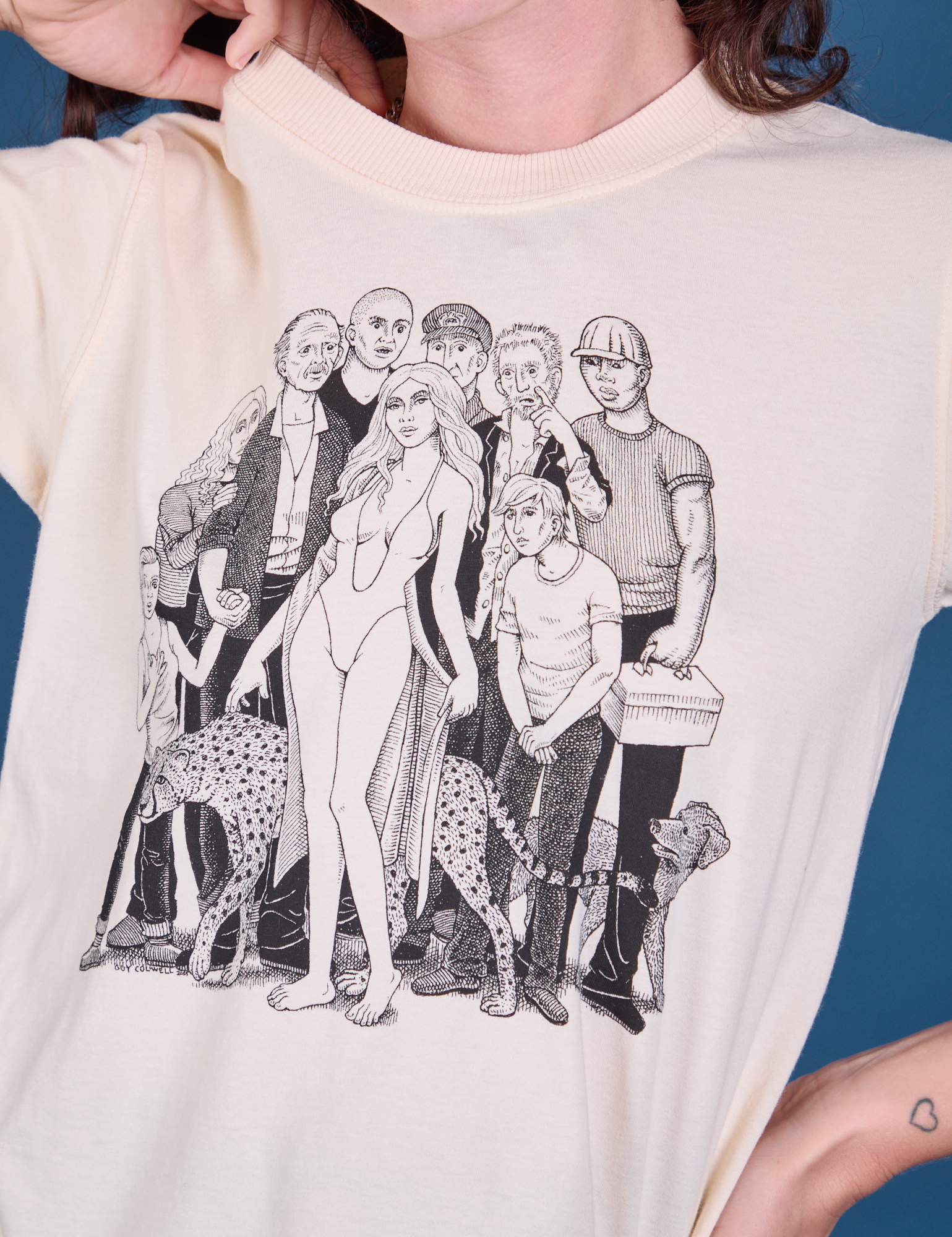Vintage Tee in Group Show front close up on Alex