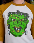 Raglan Tee in Frankenstein close up on Alex