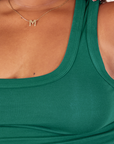 Front close up of Cropped Tank Top in Hunter Green on Morgan