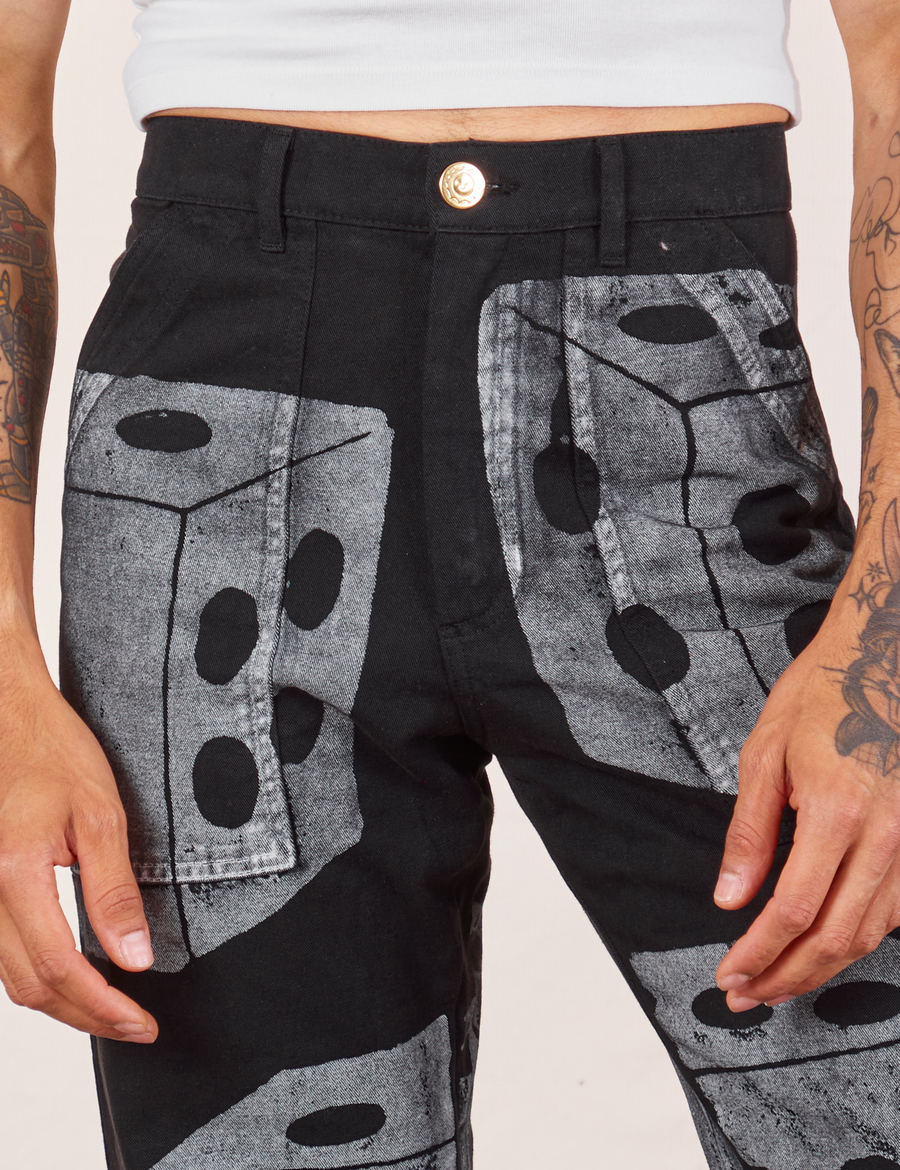 Front close up of Icon Work Pants in Dice worn by Jesse
