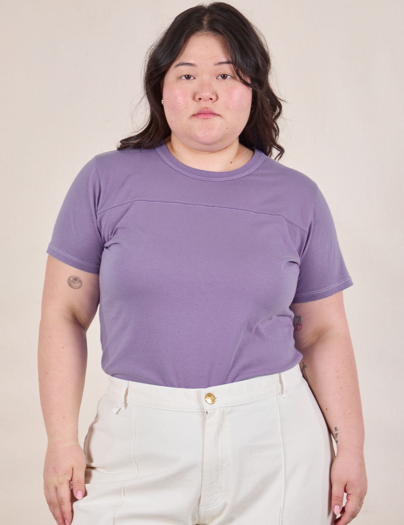 Jr. Varsity Tee in Faded Grape on Ashley