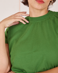 Front close up of Organic Vintage Tee in Lawn Green worn by Tiara