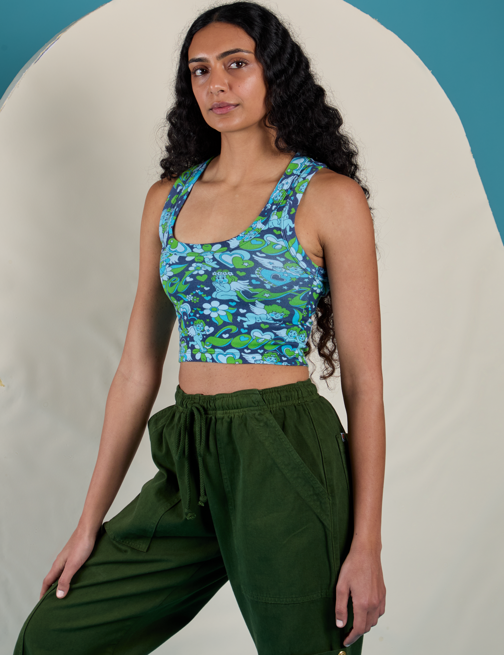 Cropped Tank Top - Angel Print