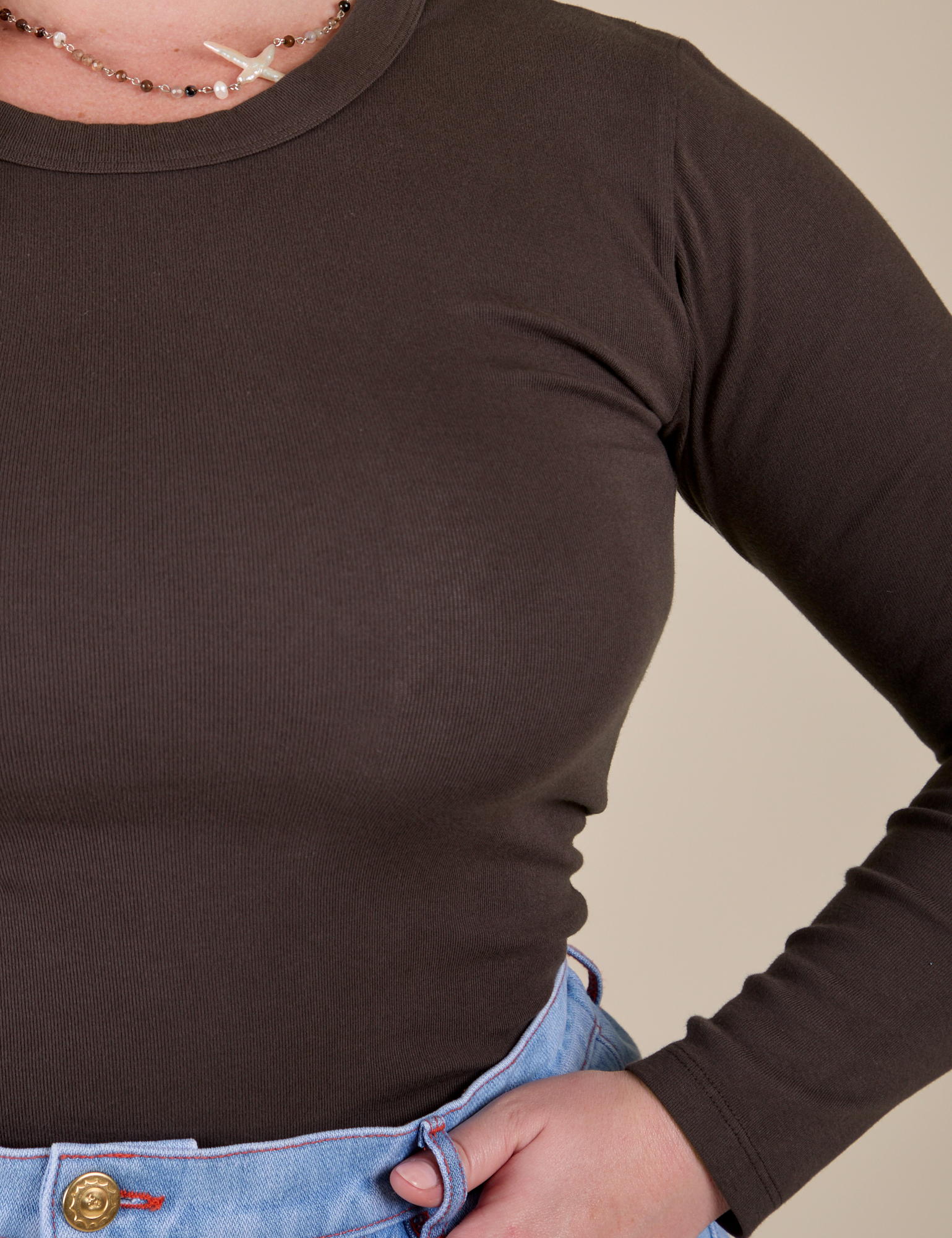 Long Sleeve Baby Tee - Espresso Brown