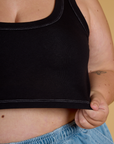 Contrast Stitch Mini Tank - Basic Black