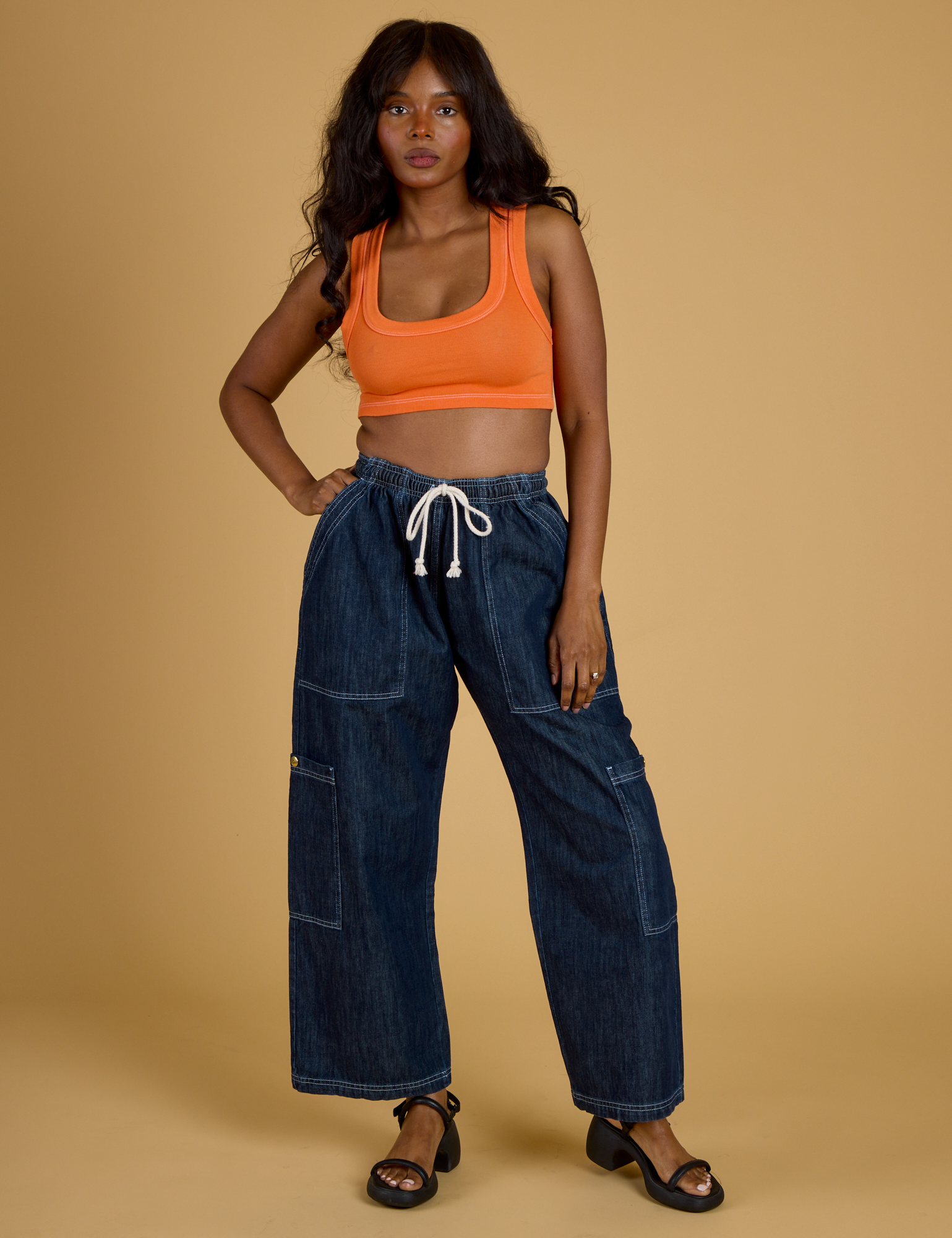 Contrast Stitch Mini Tank - Construction Orange