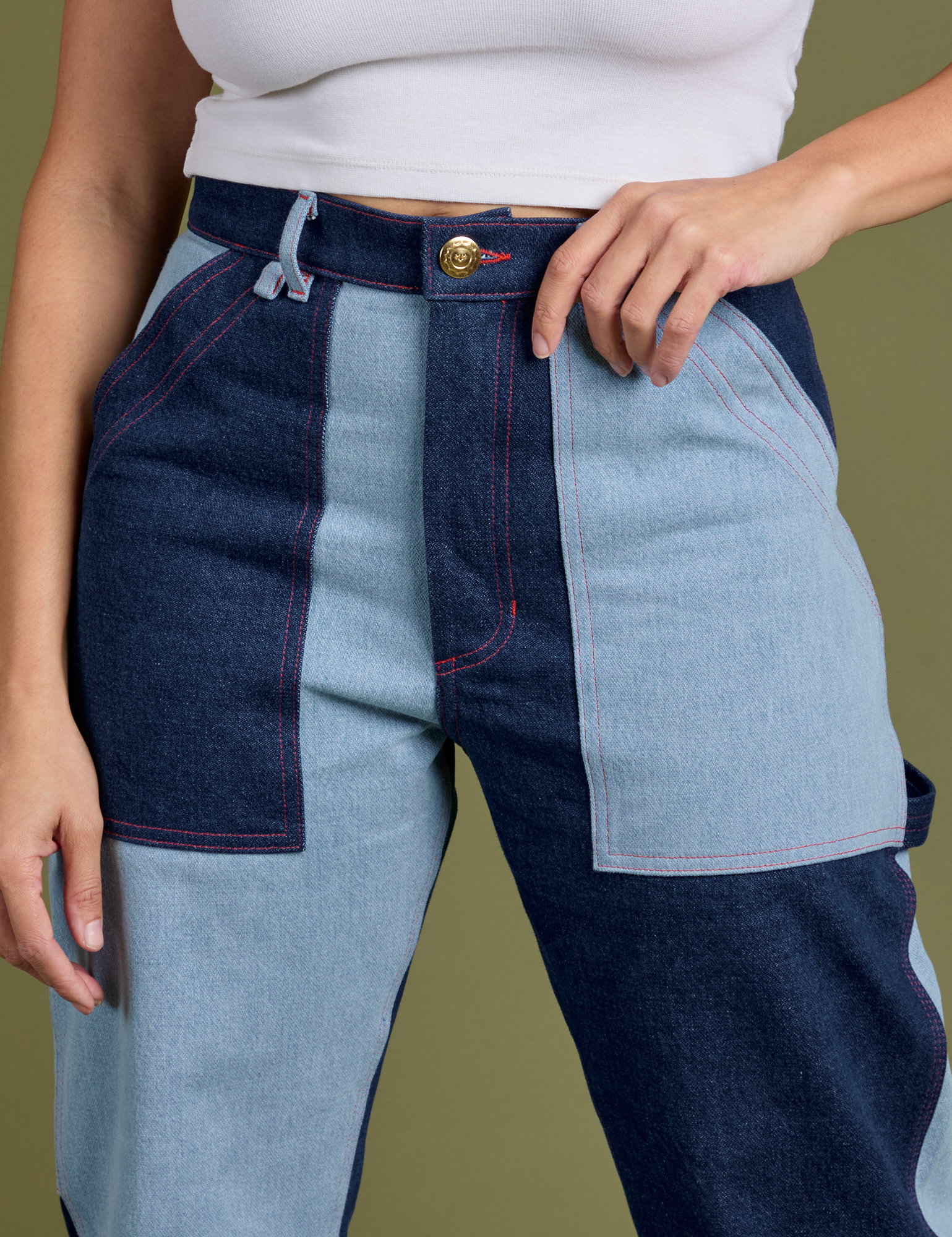 Mismatched Denim Carpenter Jeans