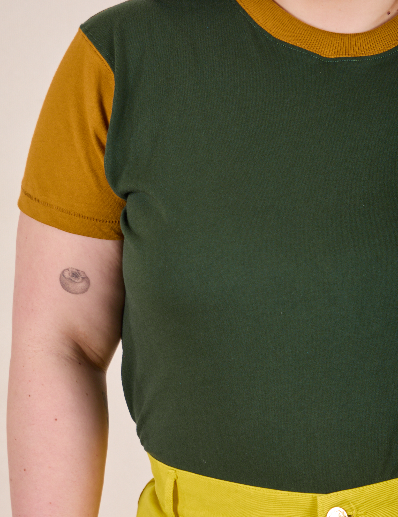 Mismatched Tee - Green &amp; Mustard