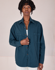 Twill Overshirt in Lagoon worn by Cheyann