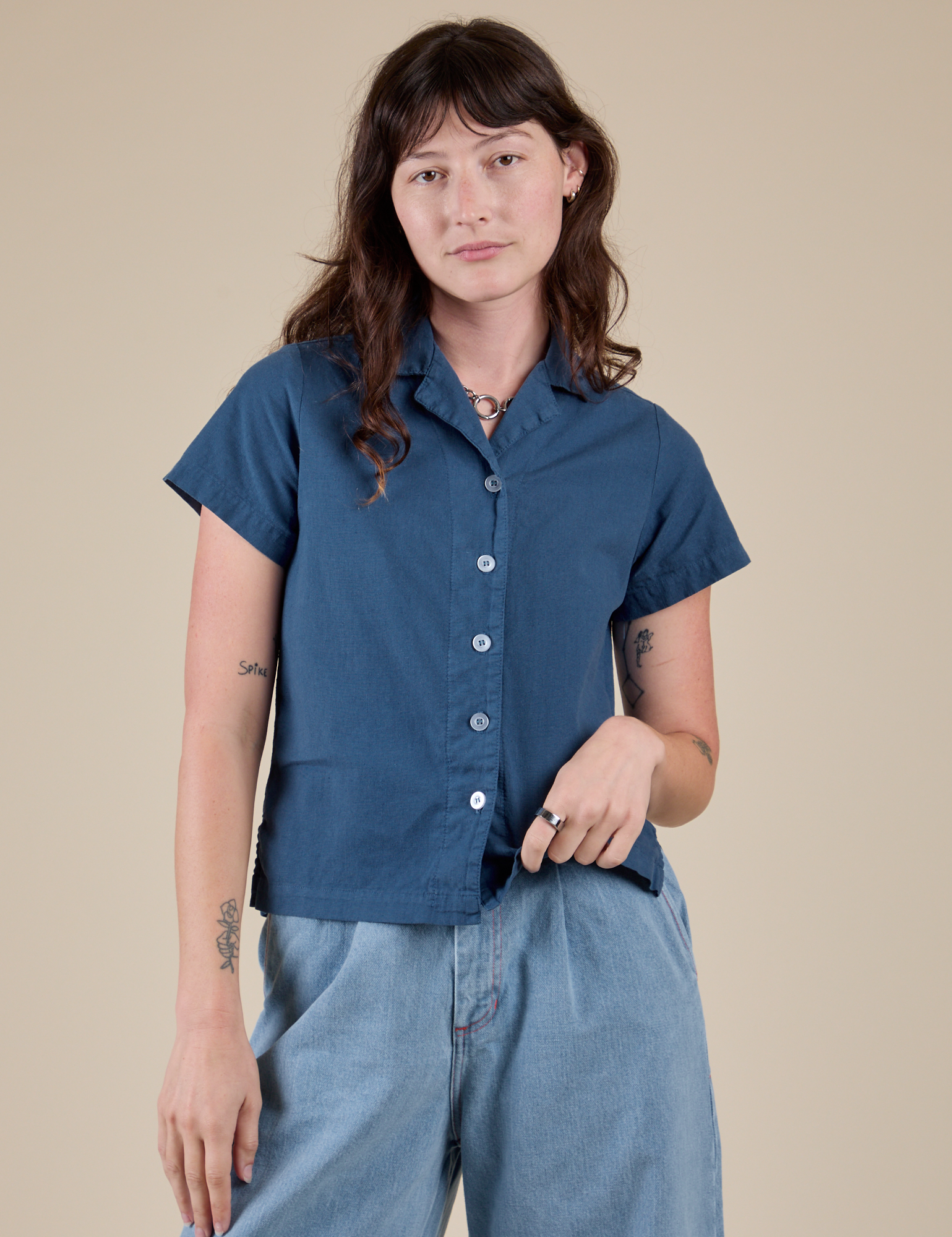 Buttoned up Pantry Button-Up in French Blue on Alex