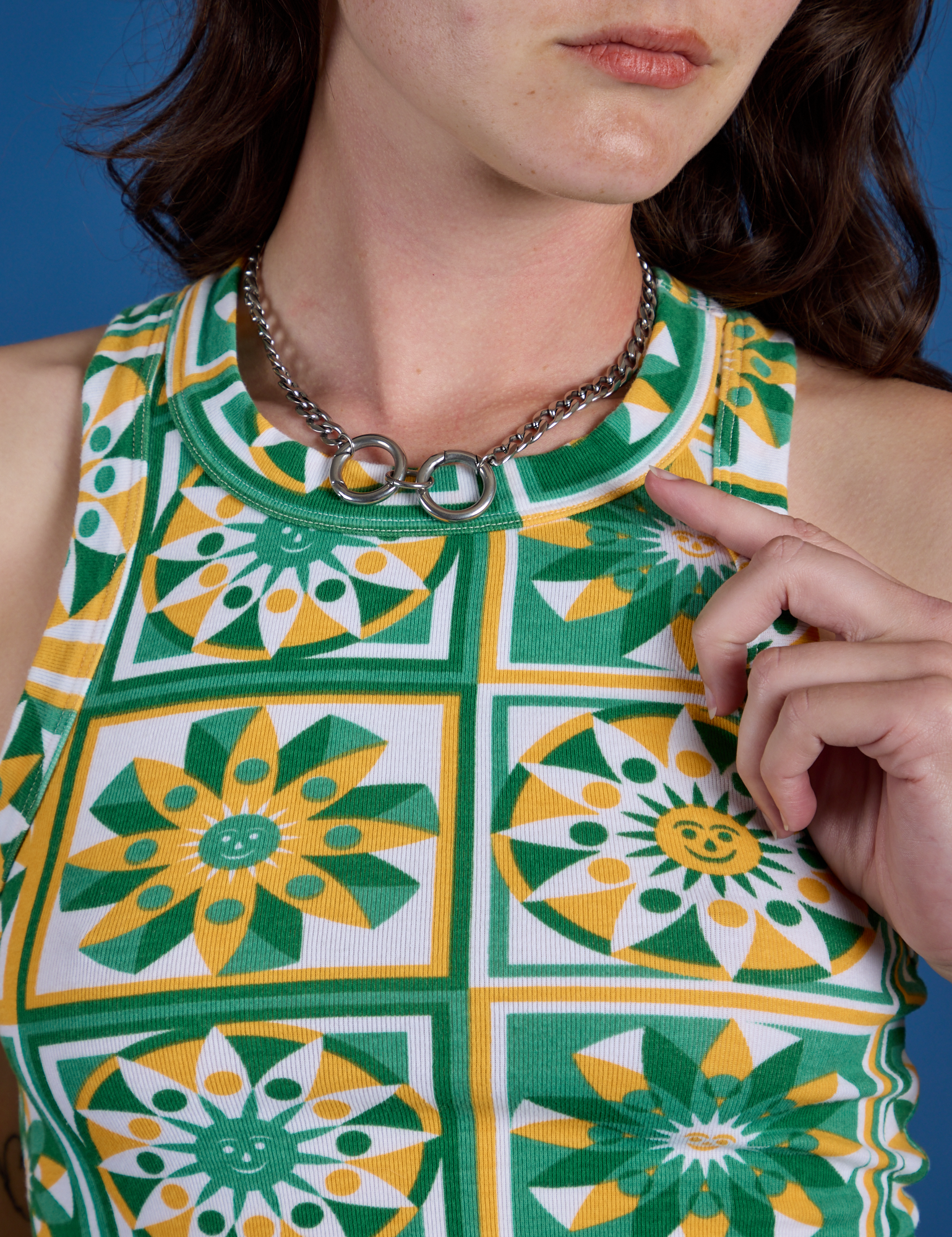 Deep-Cut Racerback Tank - Spring Quilt Print